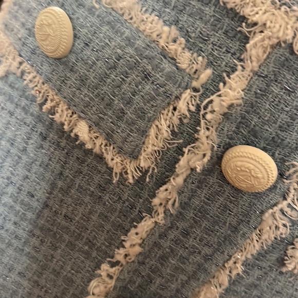 Generation Love Nessa Contrast Tweed Skirt French Blue Cream NWT - Picture 3 of 12